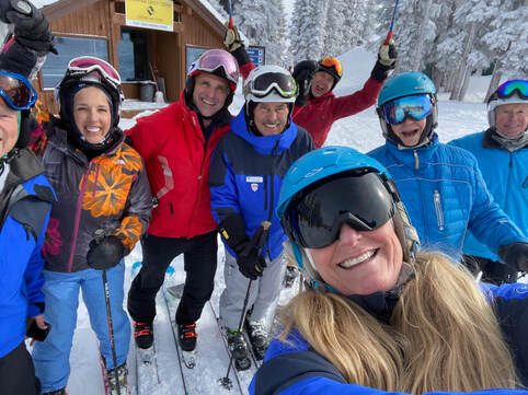 Group of training guides with ski gear