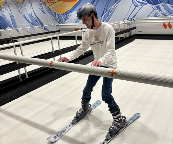 Skier practicing in an indoor ski slope