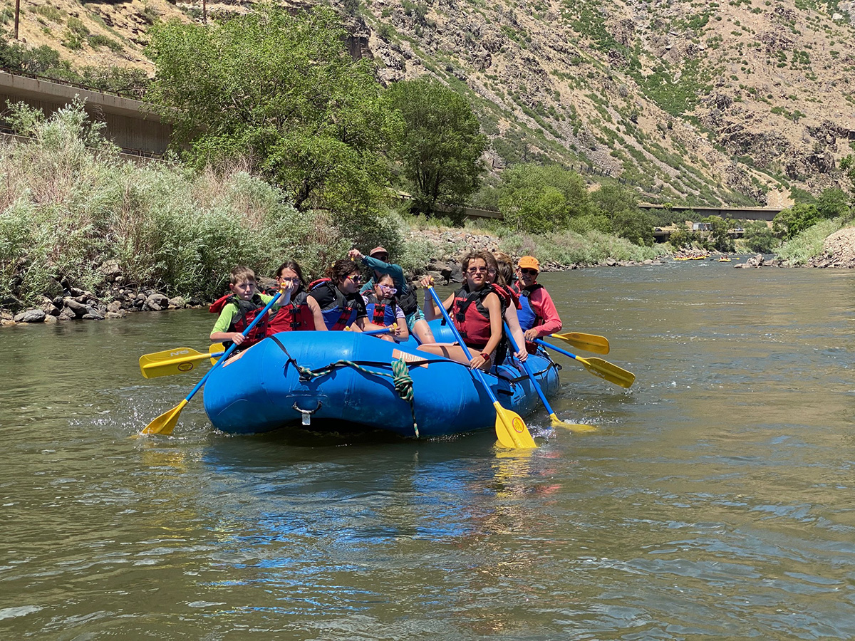 Raft on river