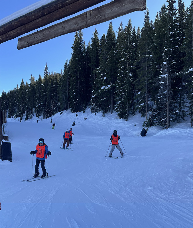 skiers approaching chaos canyon